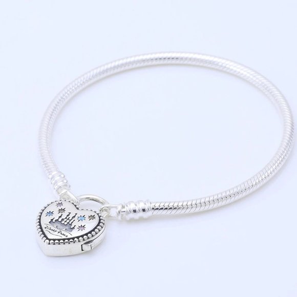 Disney Jewelry - Sterling Silver Magic Kingdom Cinderella Castle Snake Chain Bracelet